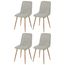 10 Kit 4 Cadeiras V1002 Rivatti 44 cm -Largura- Estofado em Tecido Nude e Base em Aco Simulando Madeira